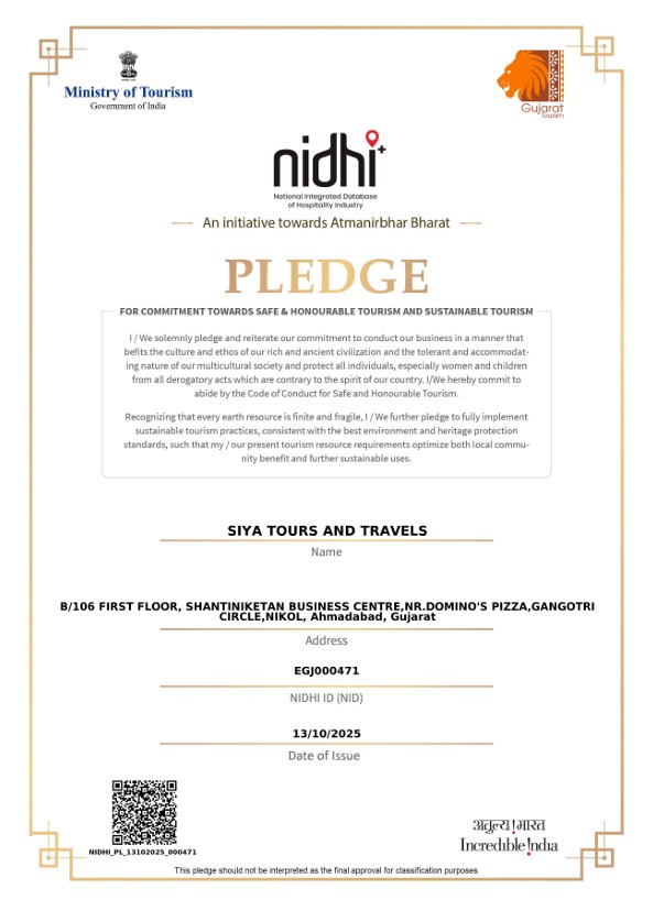 Tourism Pledge About Us — Siya Tours & Travels | Ahmedabad's Trusted Travel Agency